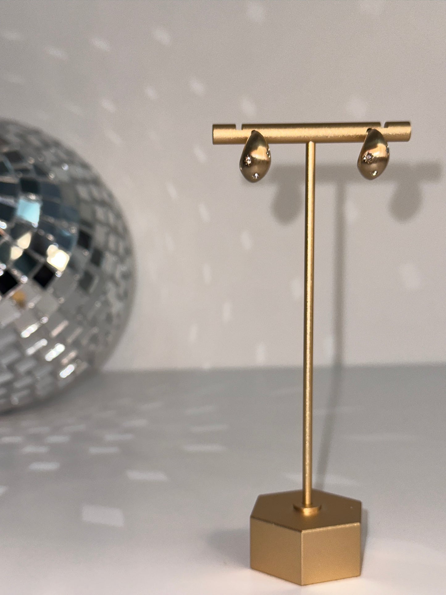 Crystal studed moon shape earrings