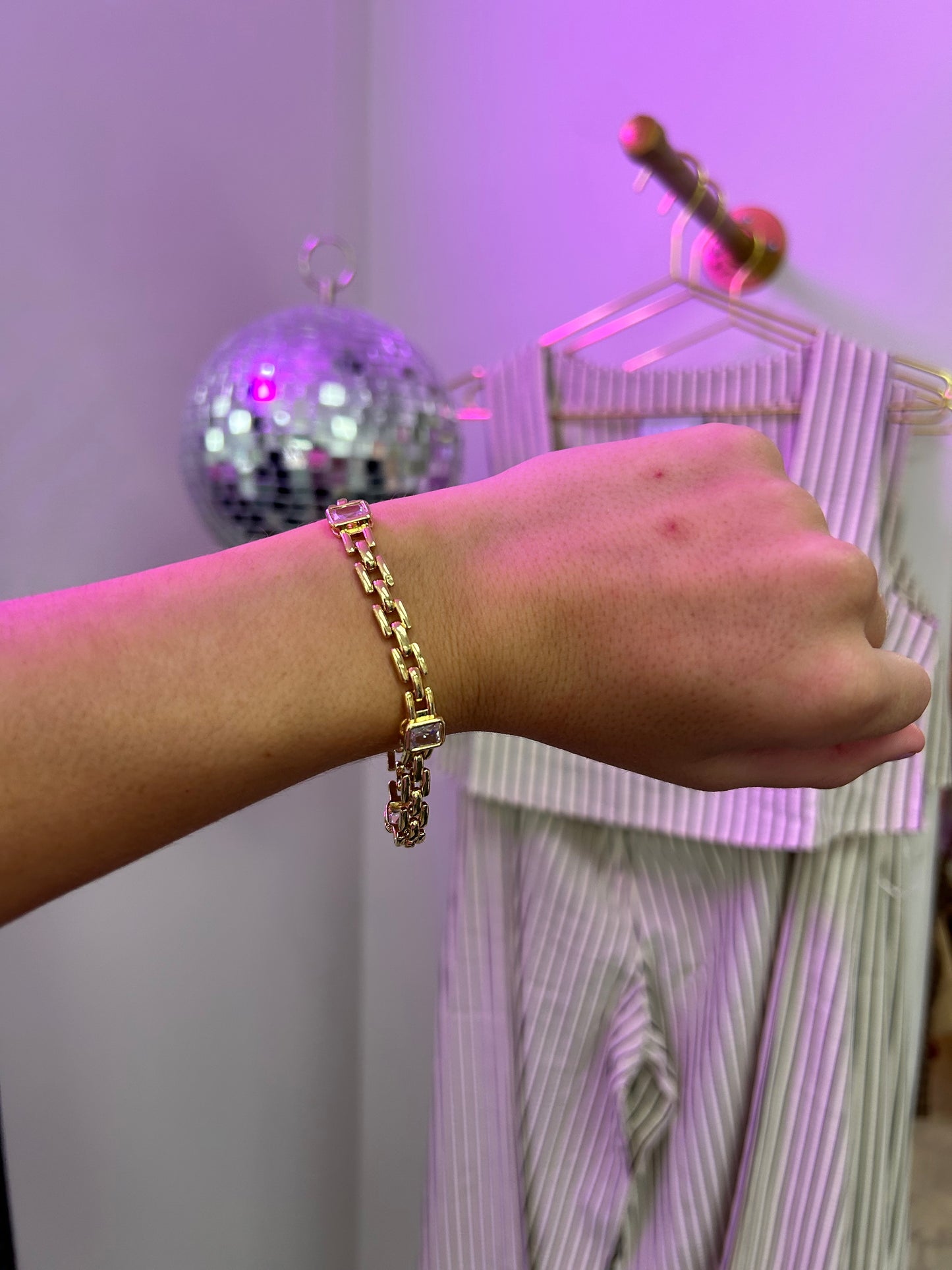 Baguette watch link bracelet