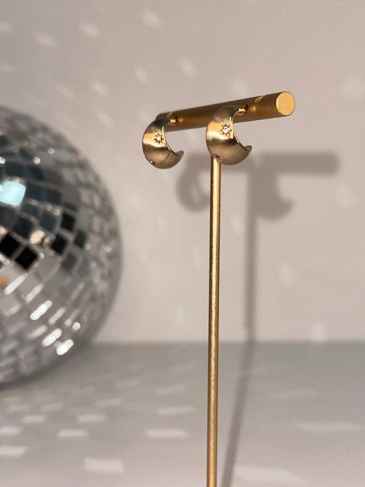 Crystal studed moon shape earrings