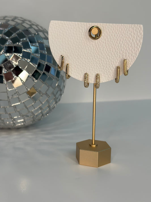 Small Crystal & Oval Hoops Set