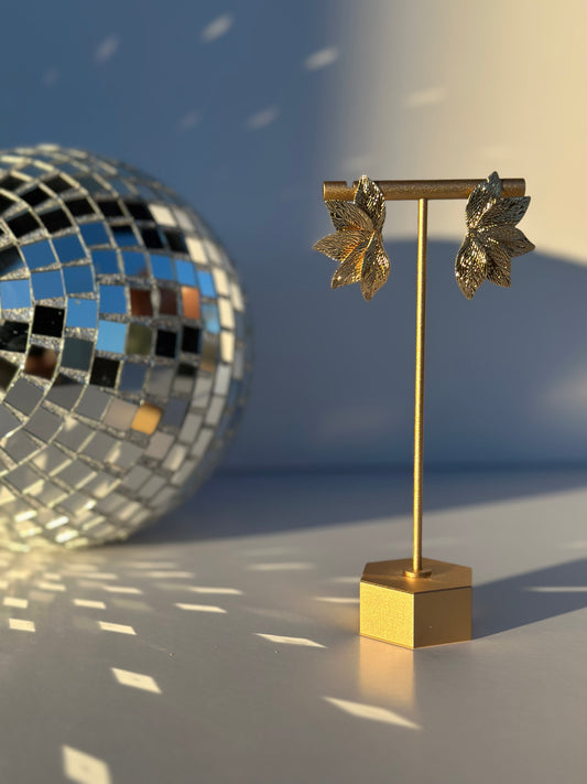 Textured half flower earrings