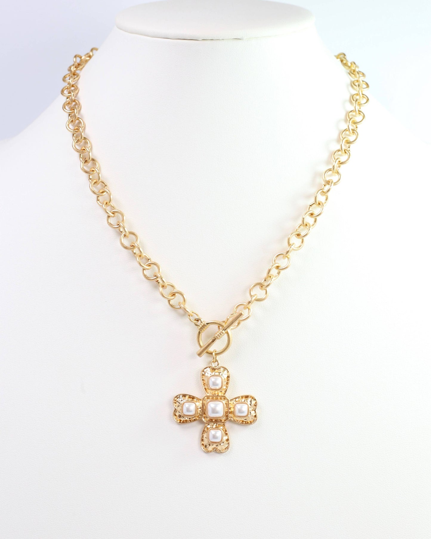 Palazzo Pearl Gold Cross Necklace
