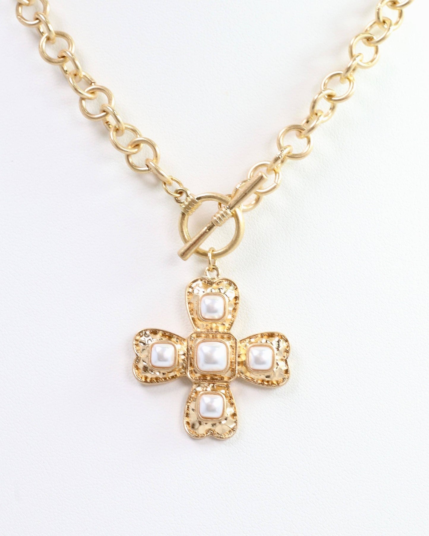 Palazzo Pearl Gold Cross Necklace