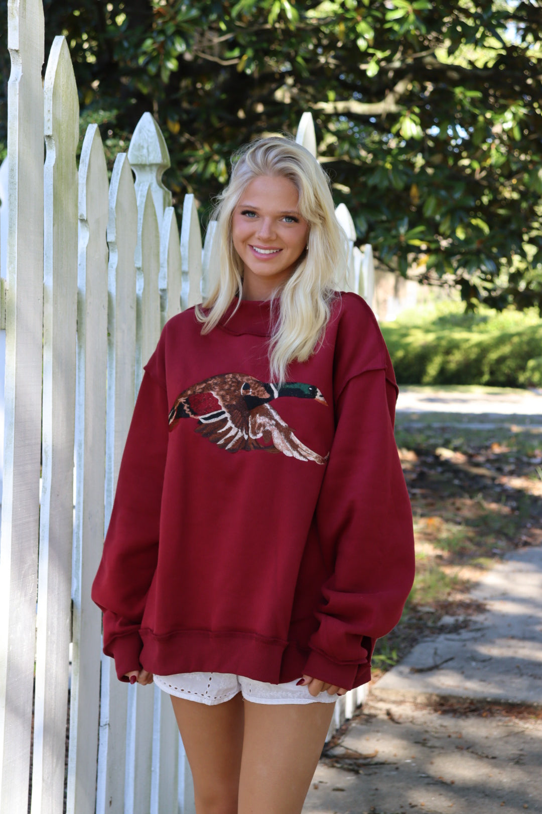Embroidered Duck Mock Neck