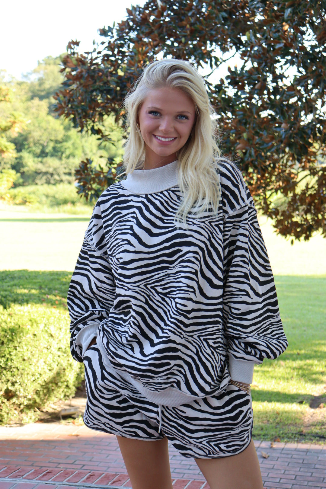 Pria Zebra Print Mockneck Set