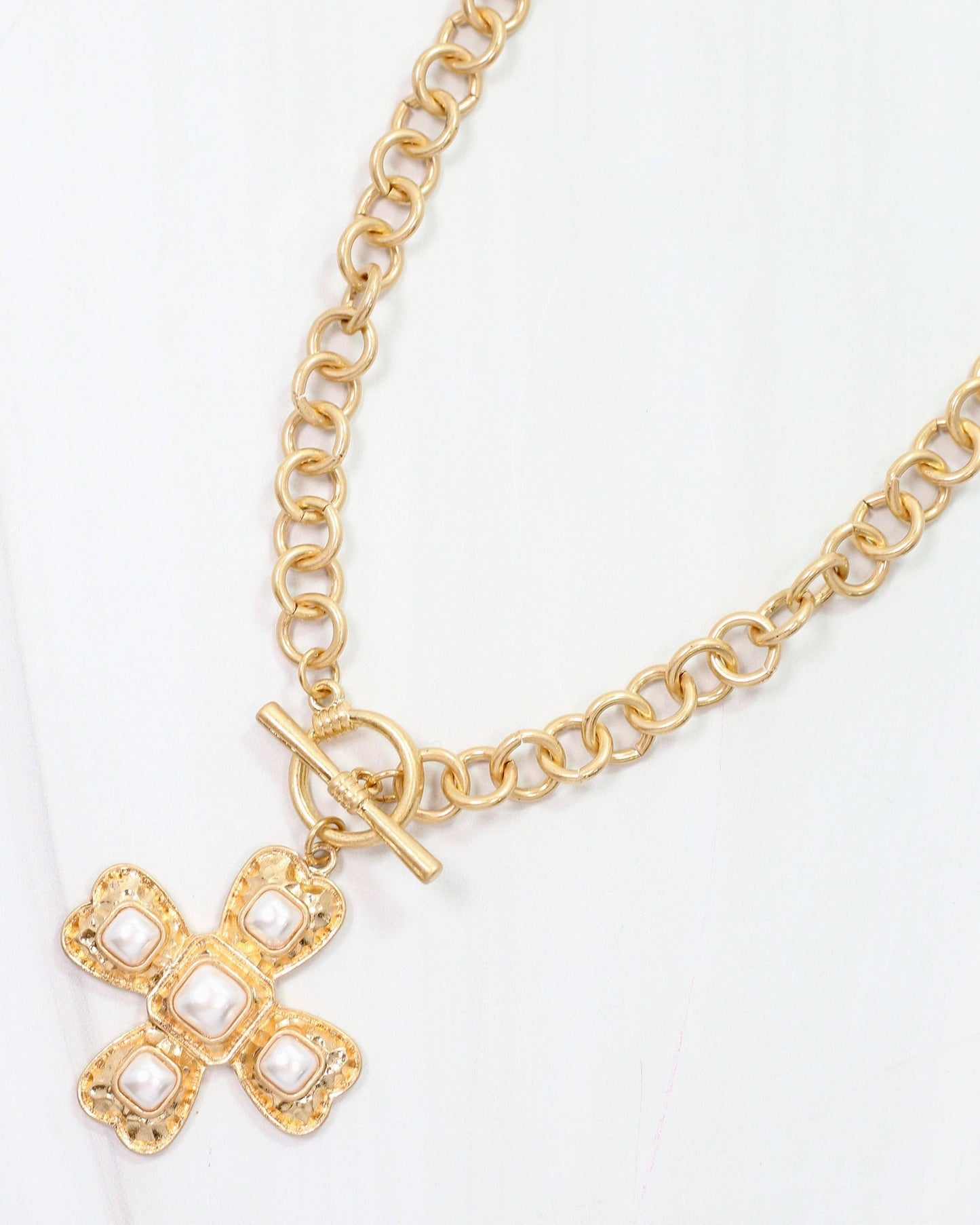 Palazzo Pearl Gold Cross Necklace