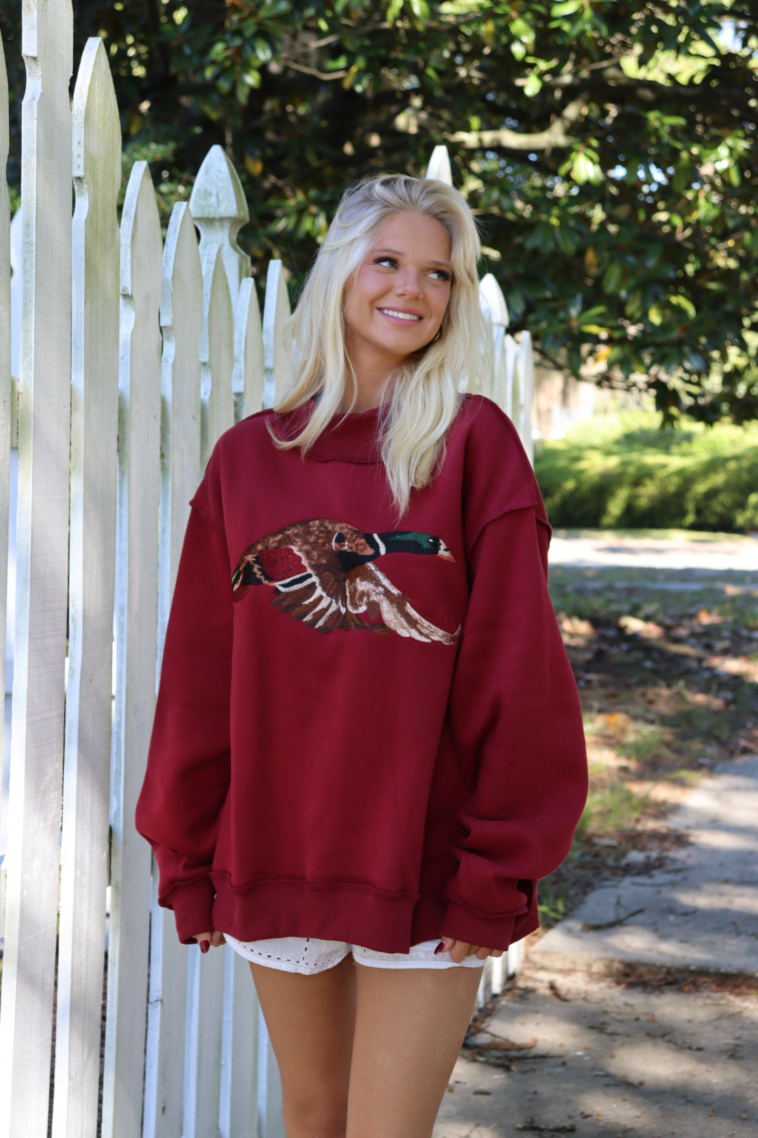 Embroidered Duck Mock Neck