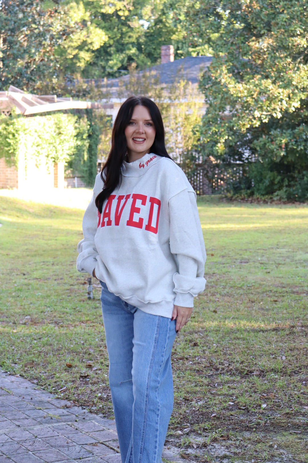 SAVED Embroidered Mock Neck
