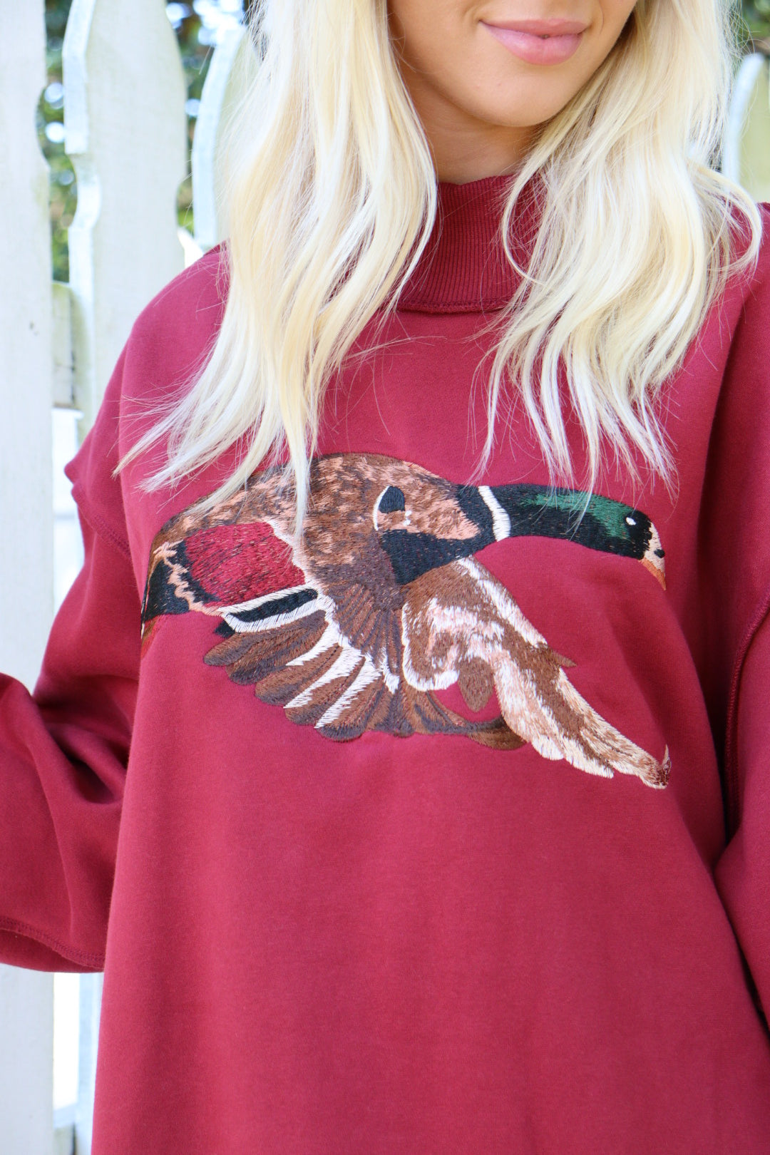 Embroidered Duck Mock Neck
