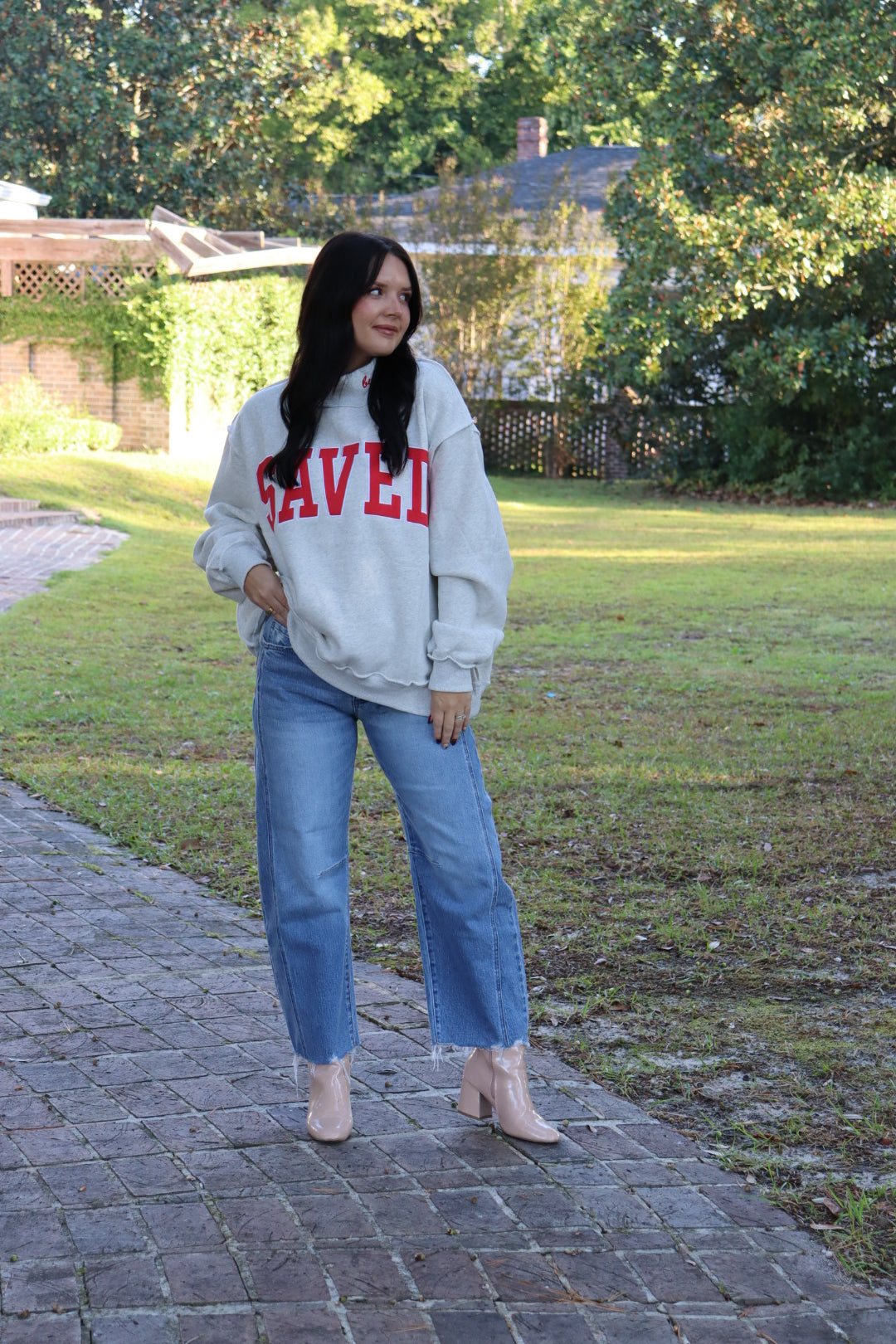 SAVED Embroidered Mock Neck