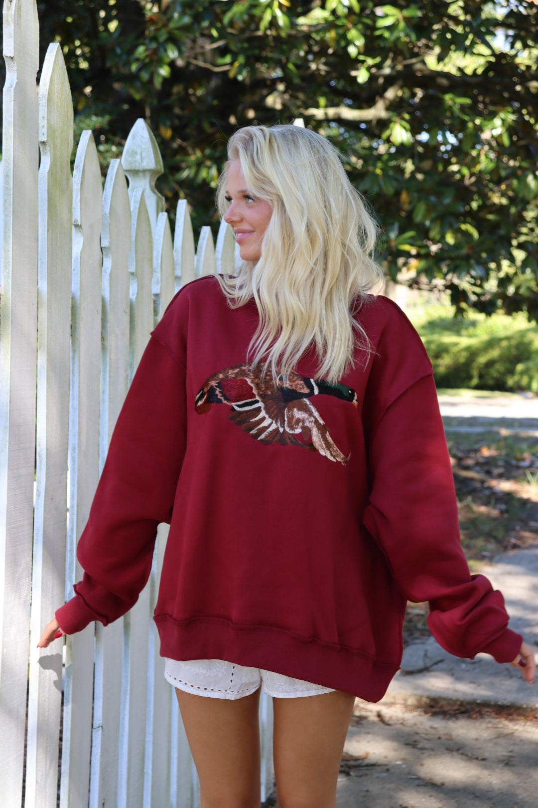 Embroidered Duck Mock Neck