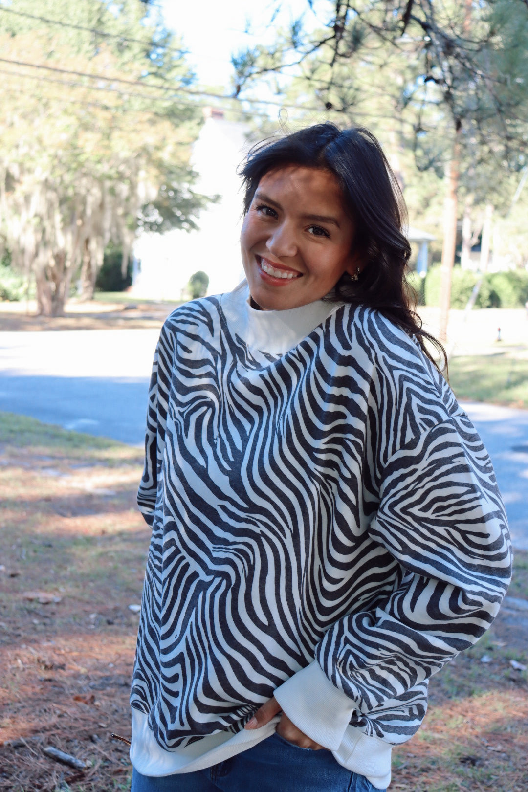 Pria Zebra Print MockNeck