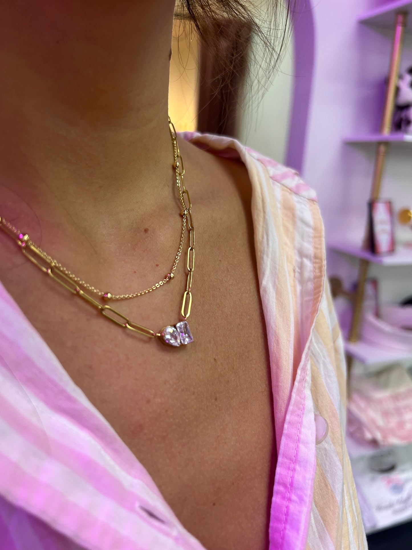 Double Diamond Necklace