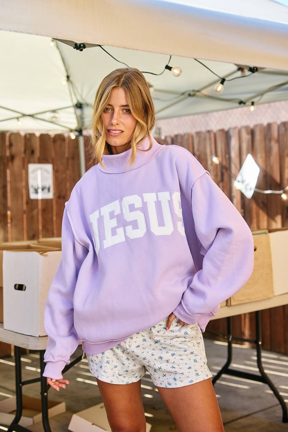 'JESUS' Mock Neck Sweatshirt