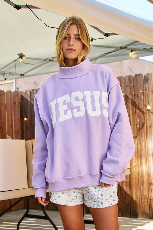 'JESUS' Mock Neck Sweatshirt